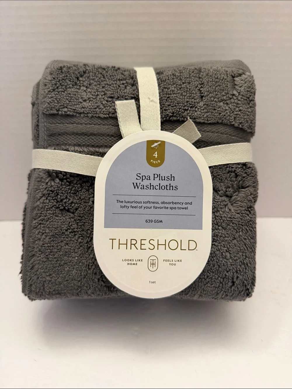 Threshold Spa Plush Washcloths - 4 Gray